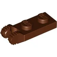 Hinge Plate 1 x 2 Locking with 2 Fingers On End, without Groove, 7 Teeth / Reddish Brown