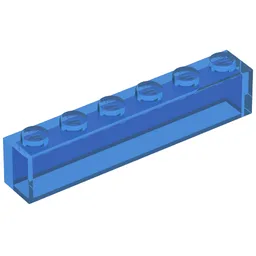 Brick 1 x 6 with No Bottom Tubes / Trans-Dark Blue