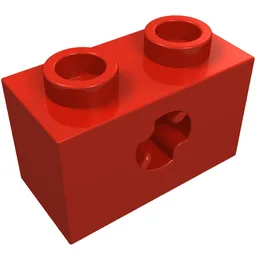 Technic Brick 1 x 2 with Axle Hole Type 2 [X Opening] / Red