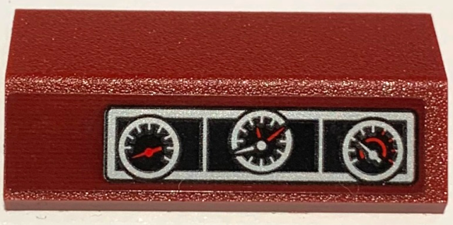 Lego Slope 33 2 x 4 Double with Silver and Black Car Dashboard, Speedometer, and Gauges Pattern (Sticker) – Set 10304