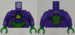 Torso Armor with Lex Luthor Warsuit with Yellow and Green Hexagon Logo and Green Armor Plates Pattern / Dark Purple Arms / Green Hands