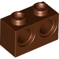 Technic Brick 1 x 2 [2 Pin Holes] / Reddish Brown