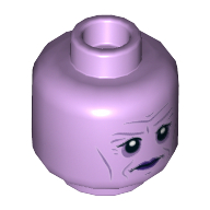 Lego Minifig Head Library Ghost, Eyes, Purple Lips, Neutral / Open Mouth with Fangs Print / Lavender