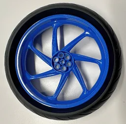 Wheel 107.1mm D. x 24mm Motorcycle with Black Tire 139mm D. x 37mm Motorcycle Racing Tread (71720 / 71722) / Blue