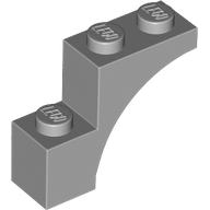 Lego Brick Arch 1 x 3 x 2, Straight End / Light Bluish Gray