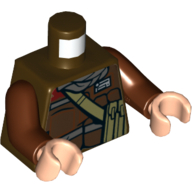 Lego Torso Jacket with Dark Bluish Gray Scarf and Dark Tan Pocket Device Print (Rebel Trooper), Reddish Brown Arms, Light Nougat Hands / Dark Brown