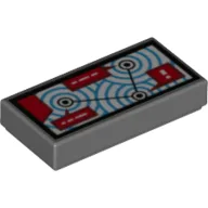 Tile 1 x 2 with Red Squares, Arrows Print / Dark Bluish Gray