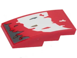Slope, Curved 4 x 2 with Dark Bluish Gray, Dark Tan, Red and White Patches Pattern 1 (Sticker) - Set 75250