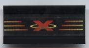 Lego Vehicle, Spoiler / Plow Blade 6 x 3 with Hinge with Red and Yellow Extreme Team Logo Pattern (Sticker) - Sets 2963 / 6568 / 6589 / Black