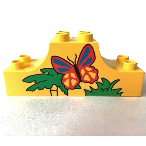 Lego Duplo Brick 2 x 6 x 2 with Curved Ends, and Butterfly and Leaves Print
