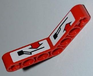 Lego Technic, Liftarm, Modified Bent Thick 1 x 7 (4 - 4) with Lift Operating Instructions Pattern (Stickers) - Set 8186