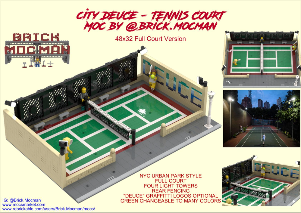Lego City Deuce - Full Court Tennis - 48x32 Baseplate