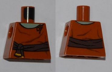 Lego Torso SW Dark Brown Waist Sash, Sand Green Neck Pattern