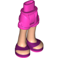 Lego Minidoll Hips and Shorts with Light Nougat Legs and Magenta/Dark Pink Sandals Print / Dark Pink