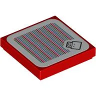 Tile 2 x 2 with Koopa Troopa Face and Barcode Print (Sticker) / Red