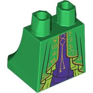Lego Hips and Legs Under Dress/Robe, Gold Trim, Lime Inside, Dark Purple Underdress print / Green