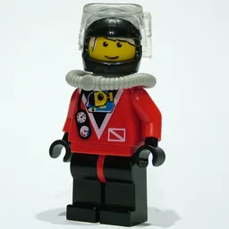 Diver, Man, Red Wetsuit, Black Helmet with Mask, Airtank, Printed White Hair
