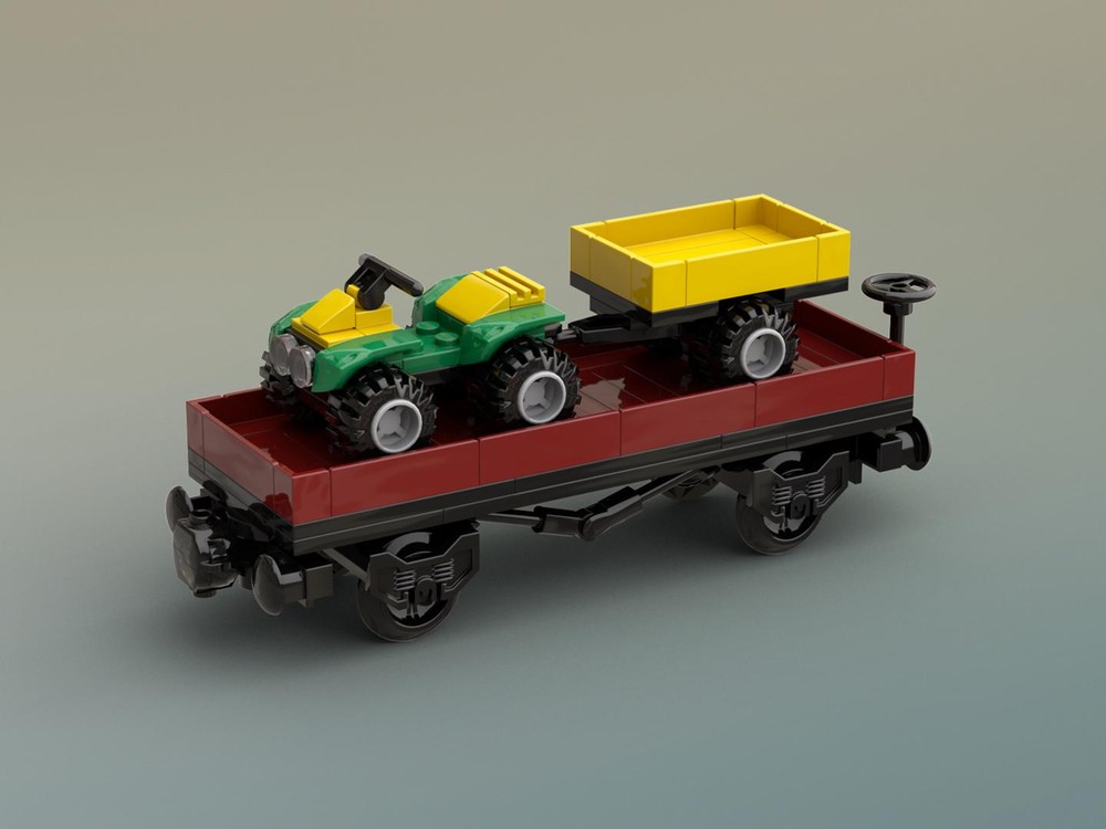 Lego Flatbed Car (18L) + Vehicle Cargo