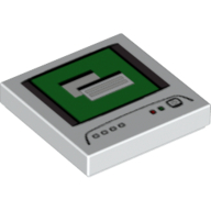 Lego Tile 2 x 2 with Computer Monitor, Dark Bluish Gray Power Switch Icon Print