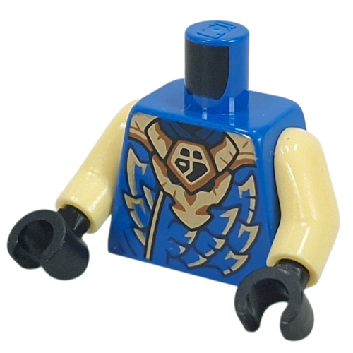 Lego Torso, Ninja Robe, Gold Scales, Dragon print, Bright Light Yellow Arms, Black Hands / Blue
