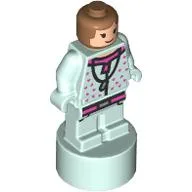 Minifig Trophy Statuette, Lavender Brown, Light Aqua Outfit