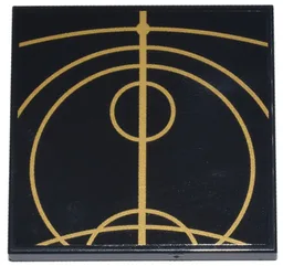 Tile 4 x 4 with Gold Concentric Circles Celestial Star Chart Pattern 3 (Sticker) - Set 75385