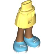 Lego Minidoll Hips and Short Skirt with Medium Nougat Legs, Medium Azure Shoes, White Laces print / Bright Light Yellow