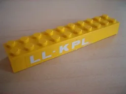 Brick 2 x 10 with White 'LL-KPL' Pattern on Both Sides (Stickers) - Set 6697