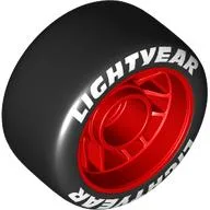Wheel Rim 24 x 13.4 with Black Slick Tyre with White 'Lightyear' print / Red