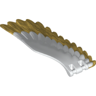 Lego Animal Body Part, Bird, Eagle Wing - Left with Metallic Gold Feathers Print / White