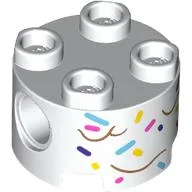 Brick Round 2 x 2, Pin Holes with Multi Colored Sprinkles Print