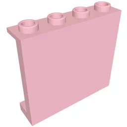 Panel 1 x 4 x 3 [Side Supports / Hollow Studs] / Bright Pink