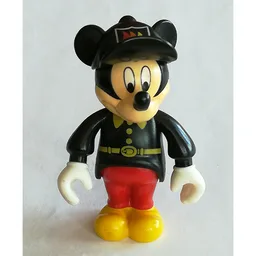 Mickey Mouse Figure with Red Pants, Black Fireman Uniform, Black Cap / Black