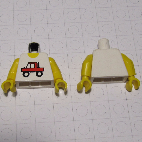 Lego Torso Vest, Red Truck Print, Yellow Arms and Hands / White