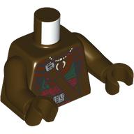 Lego Torso, Dark Brown Robe, Strap, Dark Green Shirt, Dark Red Belt, Necklace print, Dark Brown Arms and Hands / Dark Brown