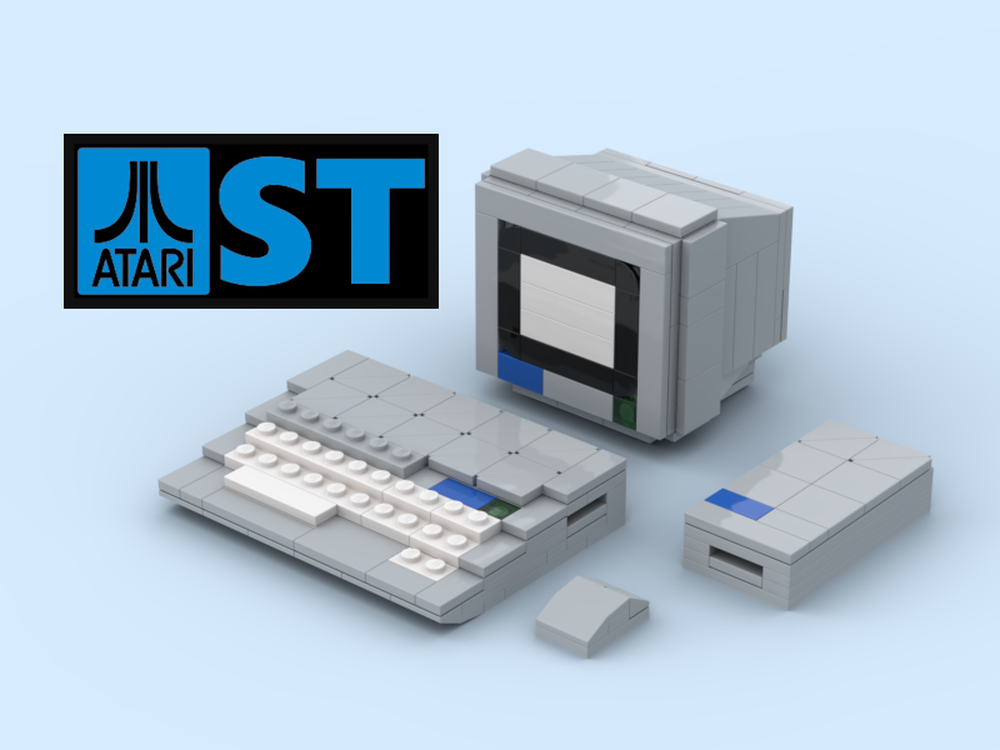 Lego Atari 520ST mit Mouse, Monitor SM124 und Floppy SF314