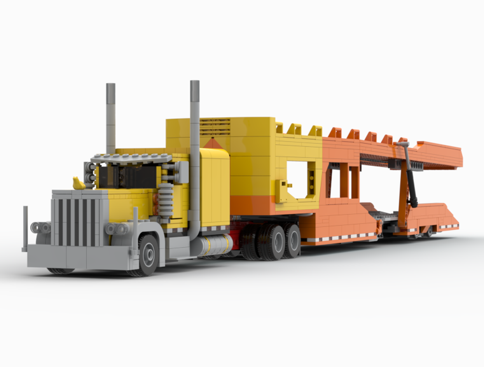 Lego Peterbilt 379 v2.0 car transporter bundle (holds 6 cars)