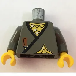 Torso Robe, Brown Dagger, Gold Star, Gold Scale Mail Print, Dark Gray Arms, Yellow Hands / Dark Gray