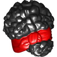 Lego Hair Coiled, Tied Up with Ribbon, Red Pattern / Black