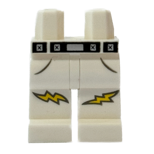 Lego Hips and White Legs with Black Belt, Lightning Bolts print