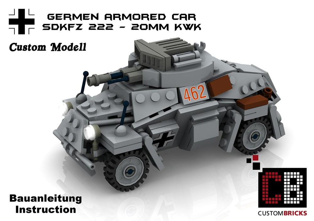 Lego Custom WW2 WWII SdKfz Sd Kfz 222 20mm KwK