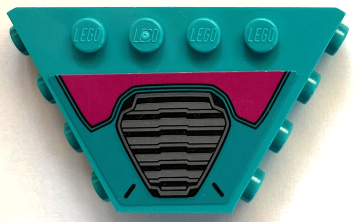 Lego Tipper End Flat without Pins with Black and Dark Bluish Gray Air Intake Grille and Magenta Panel Pattern (Sticker) - Set 76255