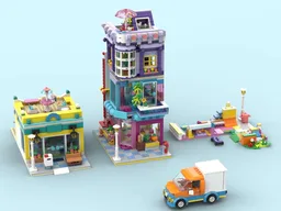 Spanish market with duplex apartment, Salon, and Skatepark - alternate build of set#41704 friends main street