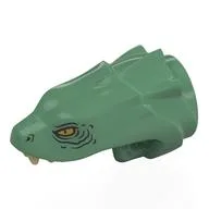 Animal / Creature Body Part, Snake / Dragon Head Upper Jaw with 3 Ridges with Yellow Eyes, Tan Fangs Print / Sand Green