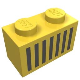 Brick 1 x 2 with Black Grill Print / Yellow