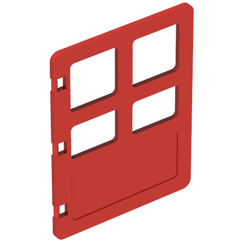 Lego Duplo Door 1 x 4 x 4 with Four Panes / Red