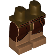Lego Hips and Medium Nougat Legs with Tattered Dark Brown Leggings and Belt with Copper Buckle Print / Dark Brown