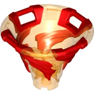 Cone Reverse with 4 Handles, Spinner, with Marbled Red Pattern / Trans-Orange