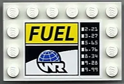 Tile, Modified 4 x 6 with Studs on Edges with 'FUEL', Globe and White 'WR' World Racers Logo Pattern (Sticker) - Set 8899