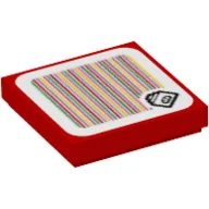 Tile 2 x 2 with Huckit Crab and Barcode Print (Sticker) / Red